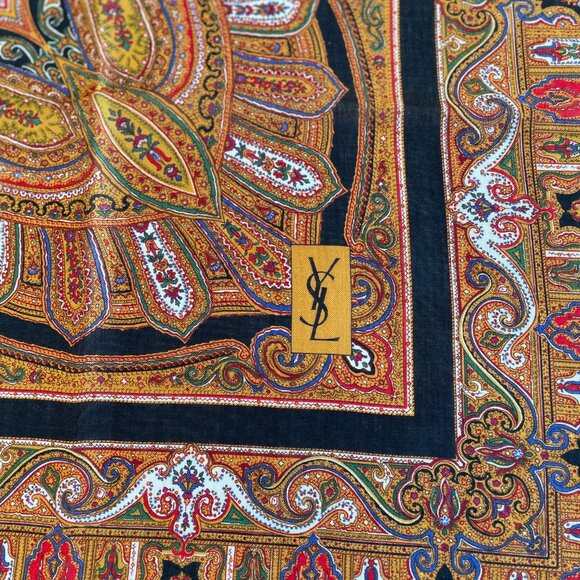 Vintage Yves Saint Laurent Wool & Silk Blanket Scarf Shawl Wrap - Picture 3 of 14